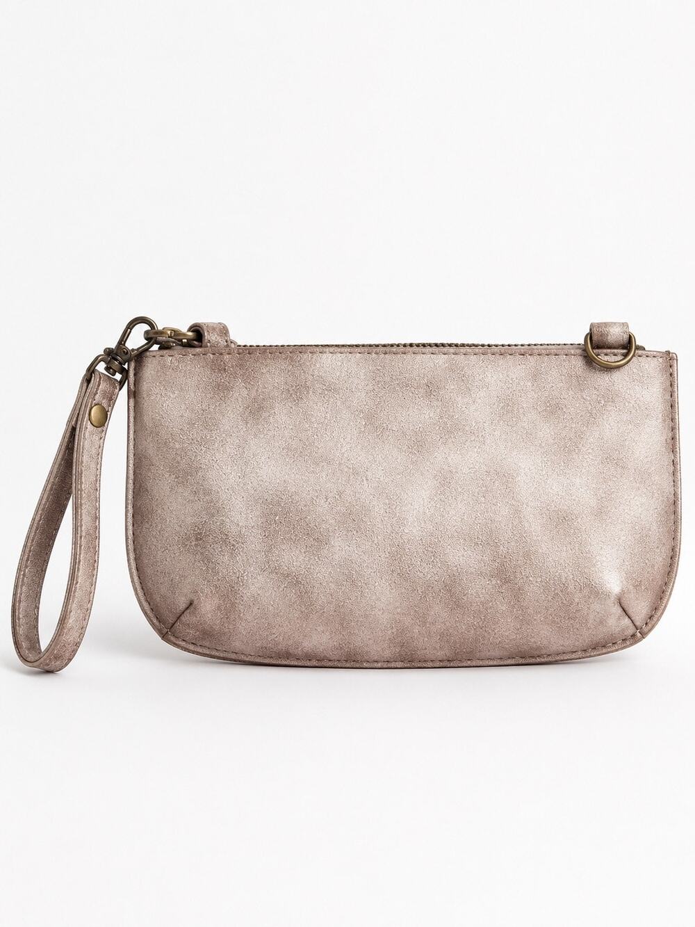 Joy Susan Lustre Mini Wristlet Clutch Rose Gold Metallic Vegan Bag Travel Date